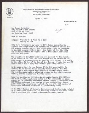 [Letter from Finnis E. Jolly to Thomas E. Huebner - August 22, 1979]