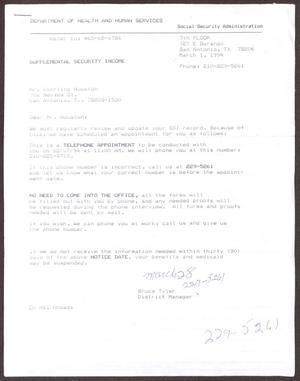 [Letter from Bruce Tyler to Sterling Houston - March 1, 1994]