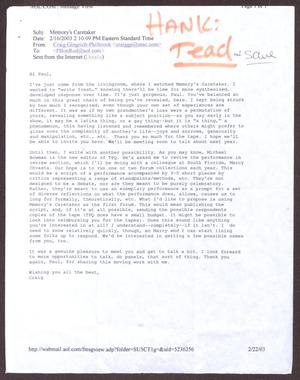 Primary view of object titled '[E-Mail from Craig Gingrich-Philbrook to Paul Bonin-Rodriguez - February 16, 2003]'.