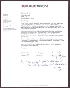 [Letter from Park Chambers, Tim Doud, and Lawrence Steger to Sterling Houston - December 22, 1992]