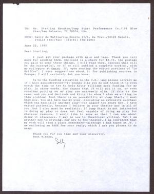 Primary view of object titled '[Letter from Sally de Mattia to Sterling Houston - June 22, 1995]'.