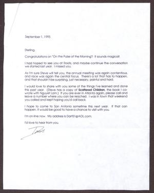 [Letter from Dianne Monroe to Sterling Houston - September 1, 1995]