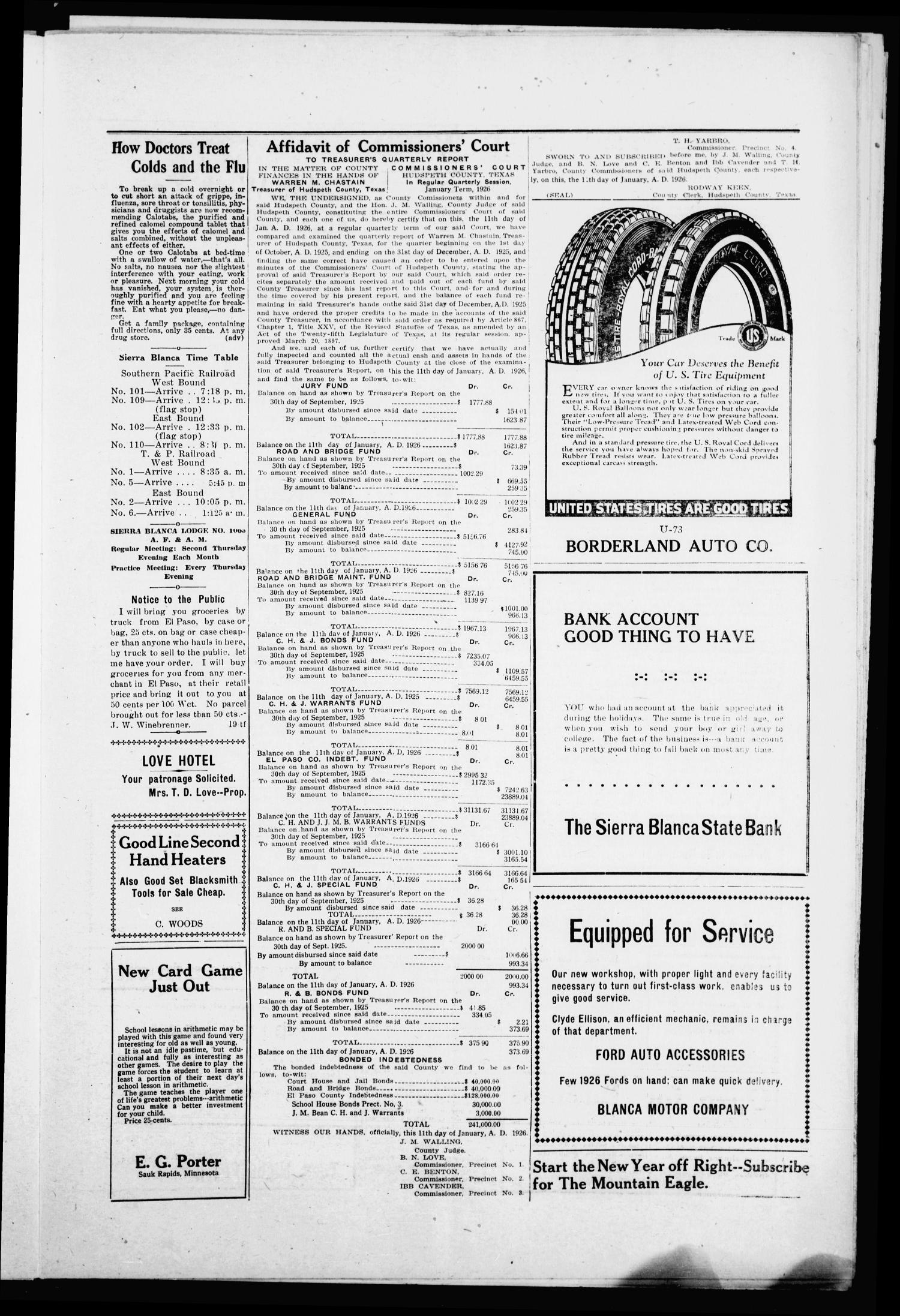 The Mountain Eagle (Sierra Blanca, Tex.), Vol. 7, No. 25, Ed. 1 Friday, January 22, 1926
                                                
                                                    [Sequence #]: 3 of 4
                                                
