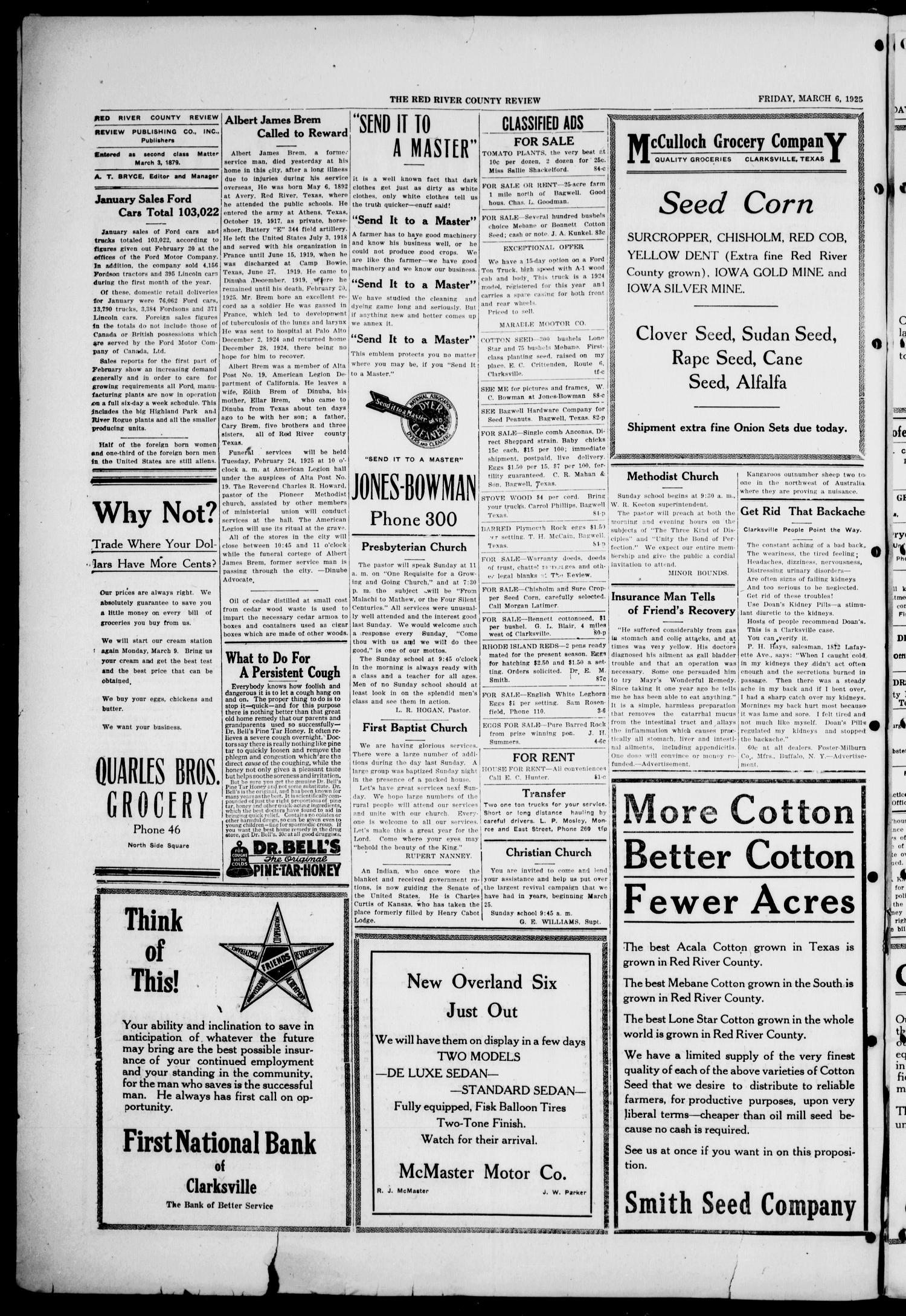 Red River County Review (Clarksville, Tex.), Vol. 4, No. 81, Ed. 1 Friday, March 6, 1925
                                                
                                                    [Sequence #]: 2 of 6
                                                