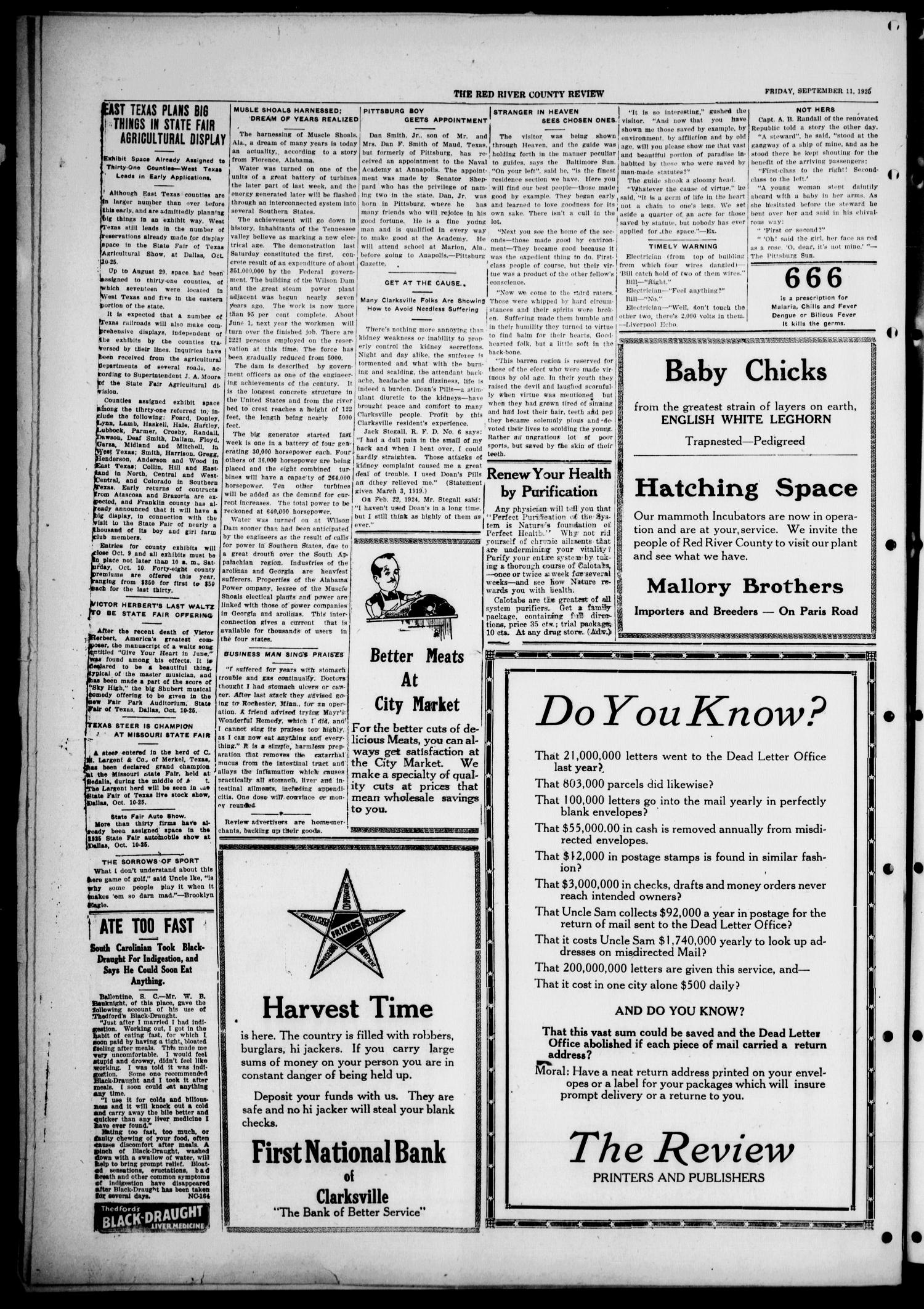 Red River County Review (Clarksville, Tex.), Vol. 5, No. 31, Ed. 1 Friday, September 11, 1925
                                                
                                                    [Sequence #]: 6 of 8
                                                