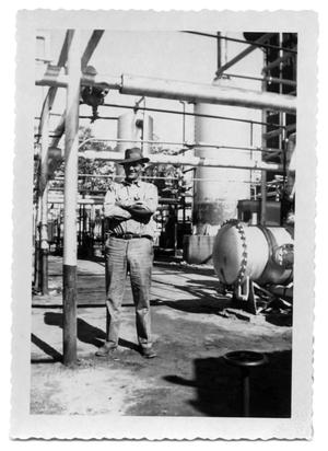 Primary view of object titled '[Bill Hall at the Inland Refinery]'.