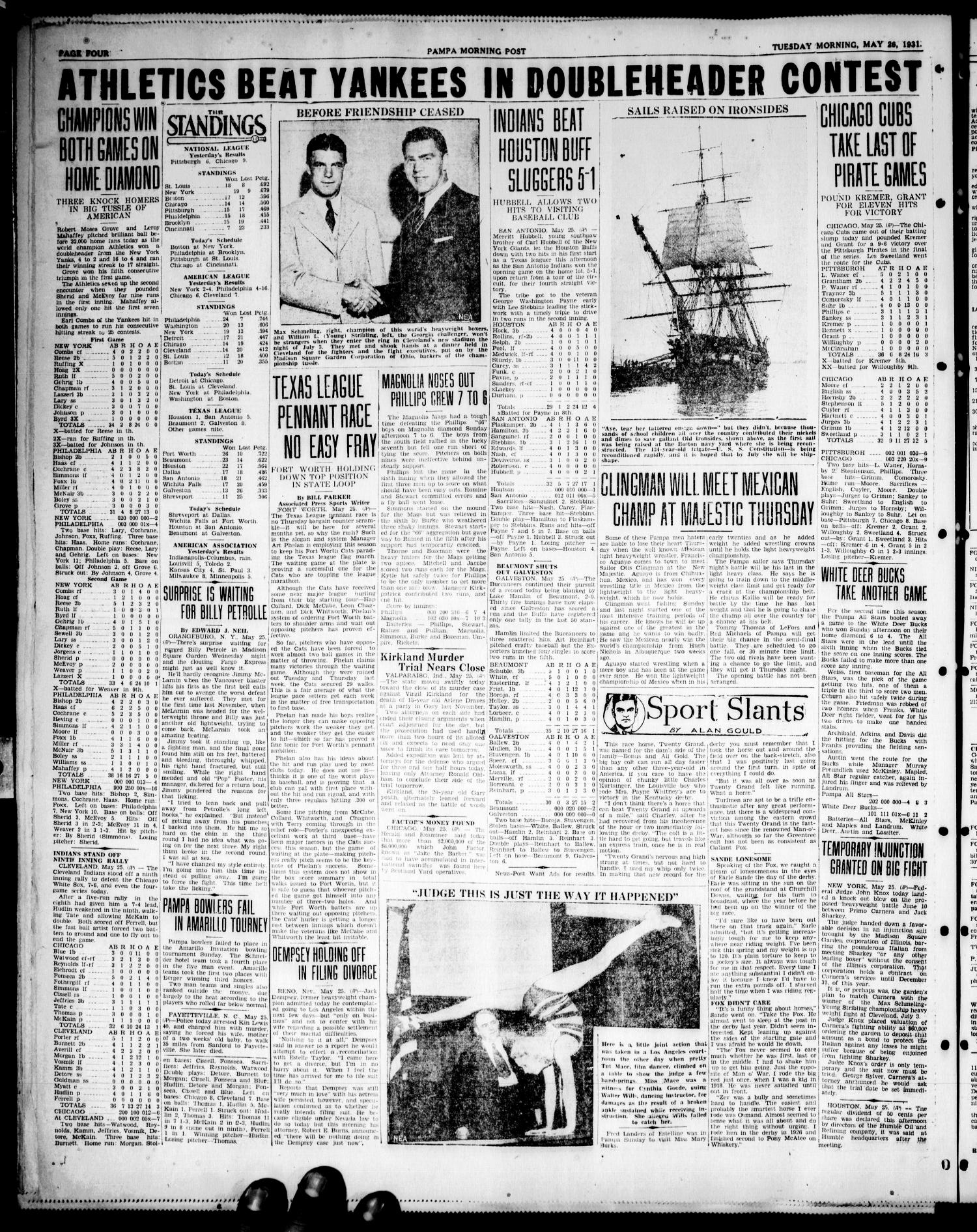 Pampa Morning Post (Pampa, Tex.), Vol. 1, No. 149, Ed. 1 Tuesday, May 26, 1931
                                                
                                                    [Sequence #]: 4 of 6
                                                