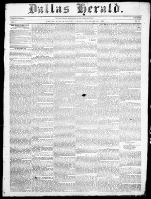 Primary view of object titled 'Dallas Herald. (Dallas, Tex.), Vol. 7, No. 19, Ed. 1 Wednesday, November 10, 1858'.