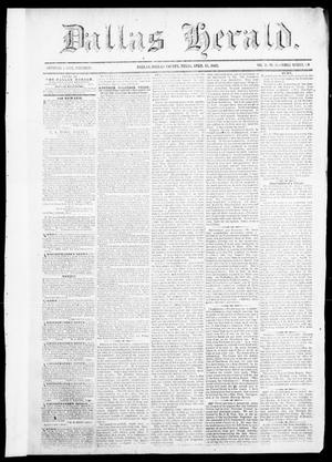 Dallas Herald. (Dallas, Tex.), Vol. 11, No. 20, Ed. 1 Wednesday, April 15, 1863