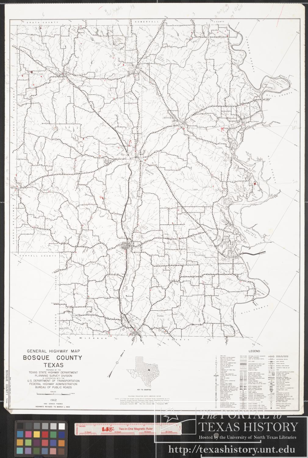 1962 General Highway Map Of Bosque County Texas Side 1 Of 1 The