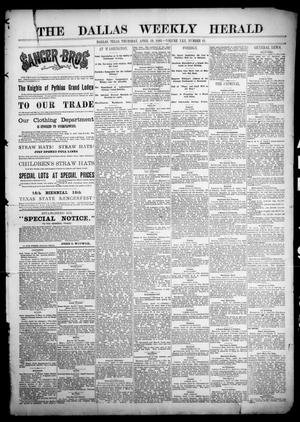 The Dallas Weekly Herald. (Dallas, Tex.), Vol. 30, No. 21, Ed. 1 Thursday, April 19, 1883