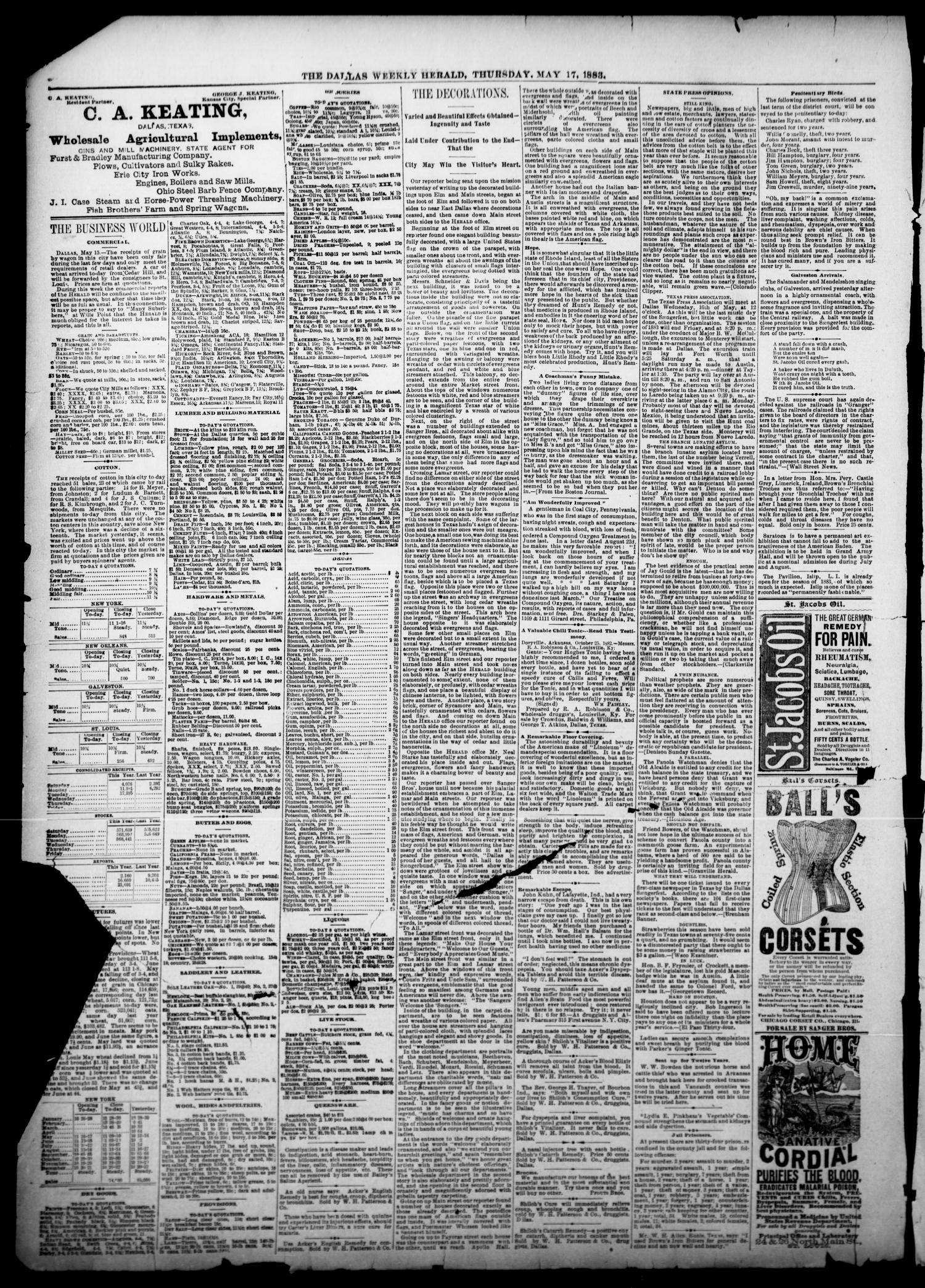 The Dallas Weekly Herald. (Dallas, Tex.), Vol. 30, No. 24, Ed. 1 Thursday, May 17, 1883
                                                
                                                    [Sequence #]: 6 of 8
                                                