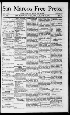 San Marcos Free Press. (San Marcos, Tex.), Vol. 7, No. 20, Ed. 1 Saturday, March 23, 1878