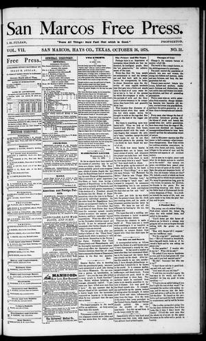San Marcos Free Press. (San Marcos, Tex.), Vol. 7, No. 51, Ed. 1 Saturday, October 26, 1878
