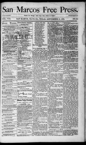 San Marcos Free Press. (San Marcos, Tex.), Vol. 8, No. 43, Ed. 1 Saturday, September 13, 1879