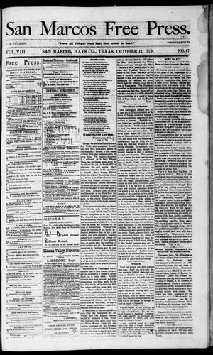 San Marcos Free Press. (San Marcos, Tex.), Vol. 8, No. 47, Ed. 1 Saturday, October 11, 1879