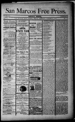 Primary view of object titled 'San Marcos Free Press. (San Marcos, Tex.), Vol. 10, No. 46, Ed. 1 Thursday, October 6, 1881'.