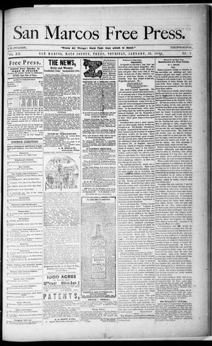 Primary view of object titled 'San Marcos Free Press. (San Marcos, Tex.), Vol. 12, No. 7, Ed. 1 Thursday, January 18, 1883'.