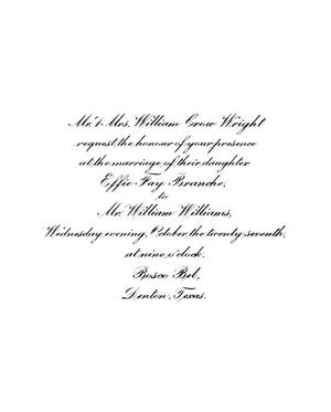 [Wedding invitation for Mr. and Mrs. William Williams]