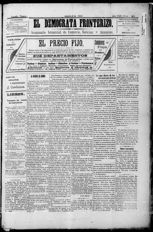 Primary view of object titled 'El Democrata Fronterizo. (Laredo, Tex.), Vol. 8, No. 413, Ed. 1 Saturday, August 5, 1905'.