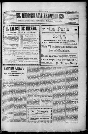 Primary view of object titled 'El Democrata Fronterizo. (Laredo, Tex.), Vol. 13, No. 688, Ed. 1 Saturday, March 4, 1911'.