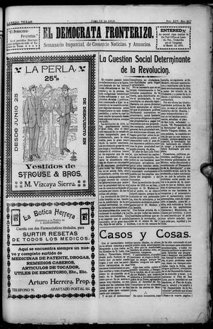Primary view of object titled 'El Democrata Fronterizo. (Laredo, Tex.), Vol. 14, No. 317, Ed. 1 Saturday, July 12, 1913'.