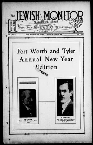Primary view of object titled 'The Jewish Monitor (Fort Worth-Dallas, Tex.), Vol. 10, No. 15, Ed. 1 Friday, December 31, 1920'.