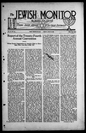 Primary view of object titled 'The Jewish Monitor (Fort Worth-Dallas, Tex.), Vol. 9, No. 13, Ed. 1 Friday, July 15, 1921'.