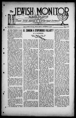 Primary view of object titled 'The Jewish Monitor (Fort Worth-Dallas, Tex.), Vol. 9, No. 22, Ed. 1 Friday, September 16, 1921'.
