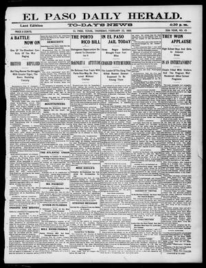 El Paso Daily Herald. (El Paso, Tex.), Vol. 20TH YEAR, No. 45, Ed. 1 Thursday, February 22, 1900