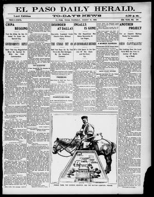 El Paso Daily Herald. (El Paso, Tex.), Vol. 20TH YEAR, No. 184, Ed. 1 Thursday, August 16, 1900