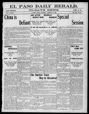 El Paso Daily Herald. (El Paso, Tex.), Vol. 21ST YEAR, No. 40, Ed. 1 Saturday, February 16, 1901