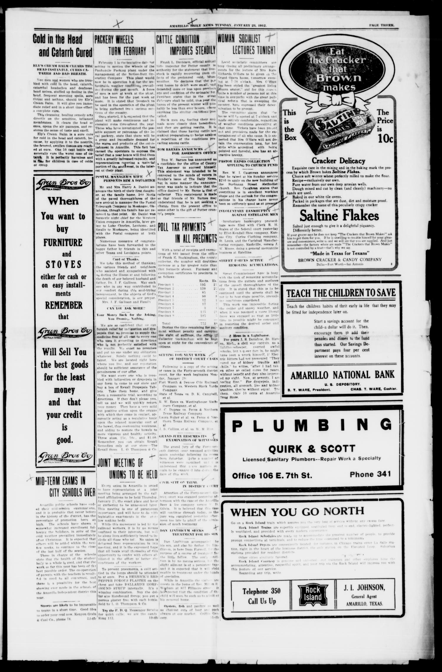 Amarillo Daily News (Amarillo, Tex.), Vol. 3, No. 69, Ed. 1 Tuesday, January 23, 1912
                                                
                                                    [Sequence #]: 3 of 8
                                                