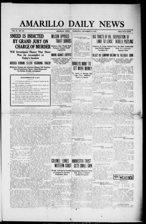 Primary view of object titled 'Amarillo Daily News (Amarillo, Tex.), Vol. 3, No. 274, Ed. 1 Wednesday, September 18, 1912'.