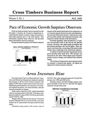 Primary view of object titled 'Cross Timbers Business Report, Volume 7, Number 1, Fall 1992'.
