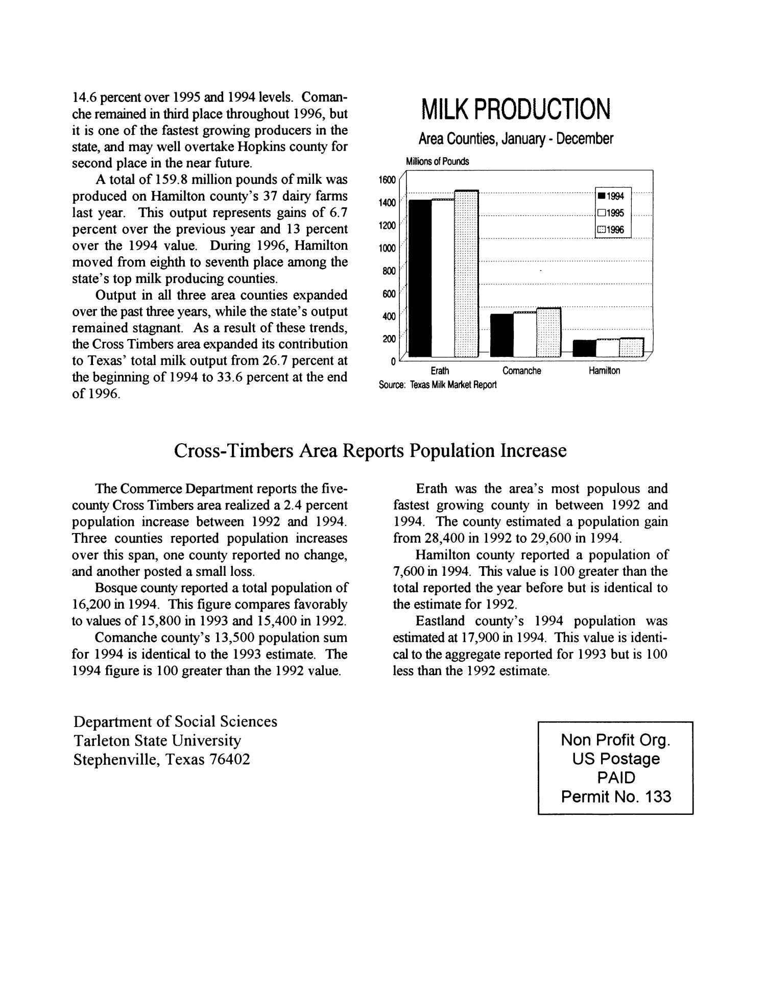 Cross Timbers Business Report, Volume 10, Number 2, Winter 1997
                                                
                                                    4
                                                