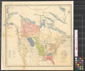 Map of the Indian tribes of North America, about 1600 A.D. along the Atlantic, & about 1800 A.D. westwardly.