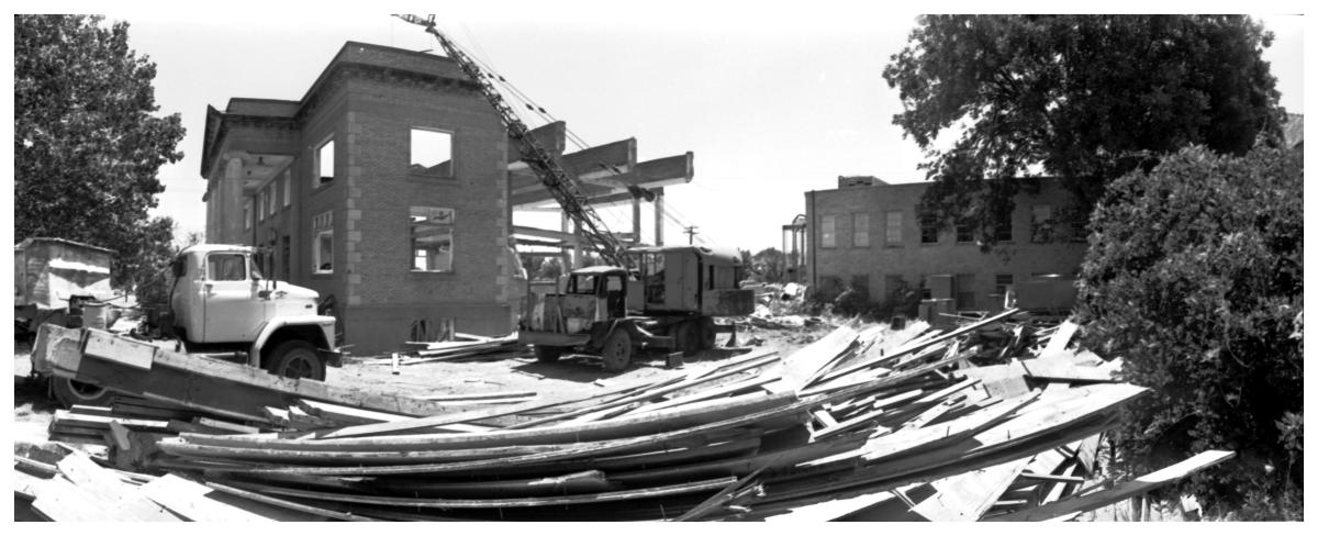 [The Demolition of the First Baptist Church, 5 of 11:   Looking Northeast.]
                                                
                                                    [Sequence #]: 1 of 1
                                                