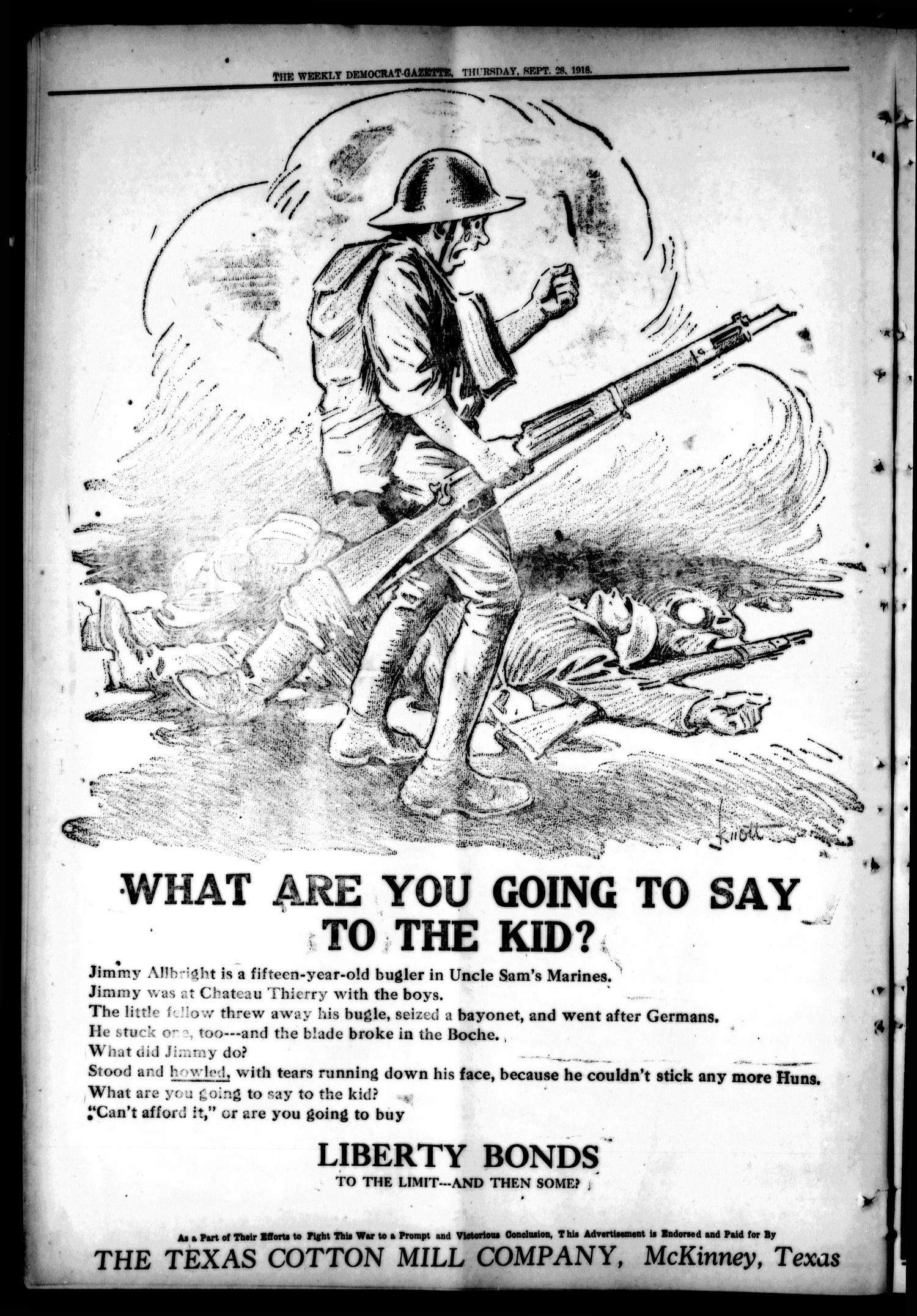 The Weekly Democrat-Gazette (McKinney, Tex.), Vol. 35, Ed. 1 Thursday, September 26, 1918
                                                
                                                    [Sequence #]: 8 of 16
                                                