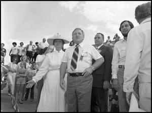 Primary view of object titled '[Bill Clayton and Pat Thatcher at Opening Ceremonies]'.