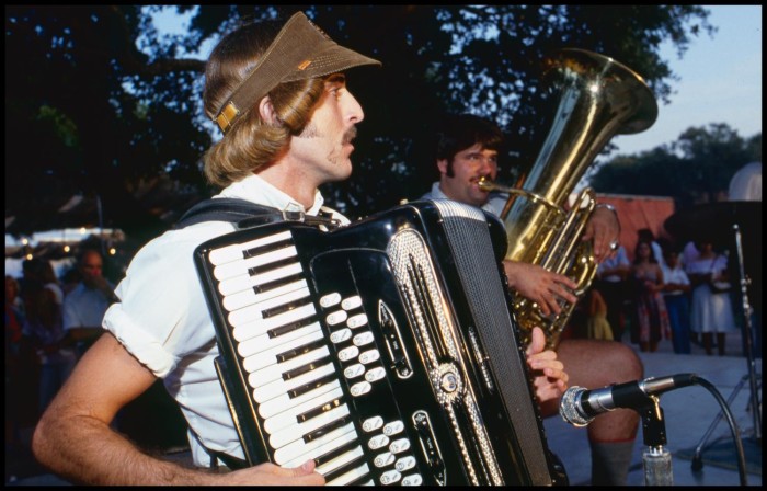 Accordionist with Round Top Brass Portal to Texas History