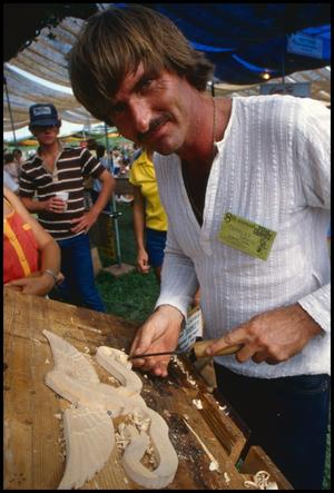 [Charles Davis Demonstrating Wood Carving]