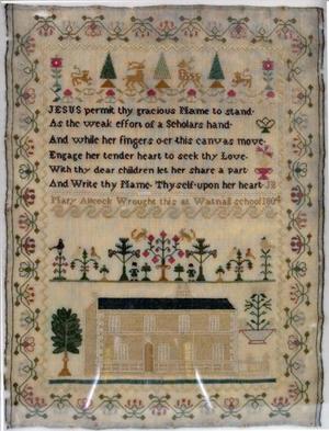 Primary view of object titled 'Embroidered sampler'.