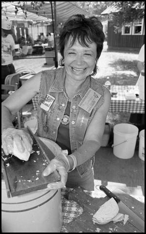 [Theda Sueltenfuss Making Sauerkraut in the Kendall County Community Booth]