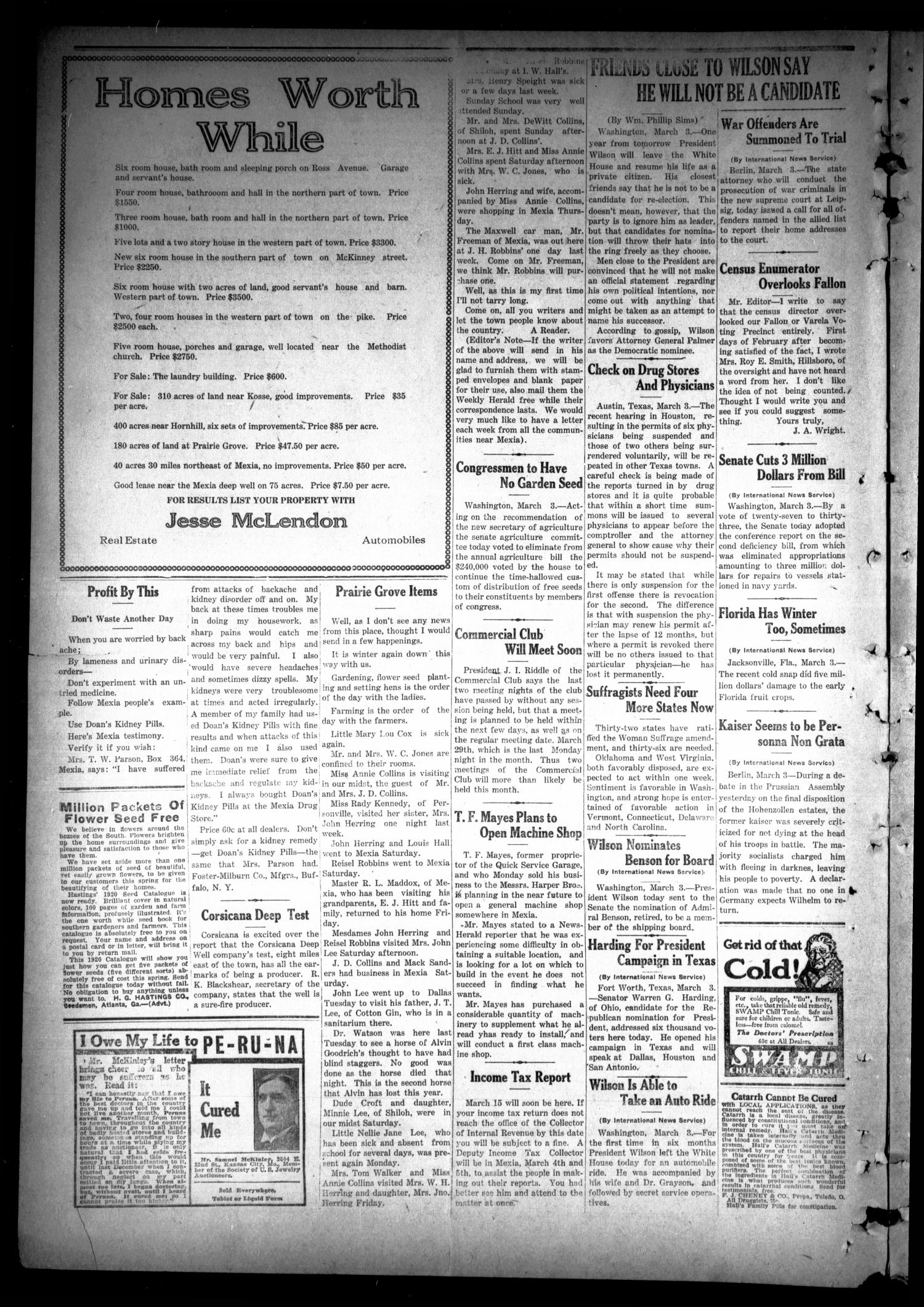 The Mexia Weekly Herald (Mexia, Tex.), Vol. 22, No. 10, Ed. 1 Friday, March 5, 1920
                                                
                                                    [Sequence #]: 2 of 8
                                                