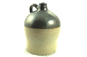 Primary view of object titled 'Jug, brown Albany slip and Bristol glaze.'.