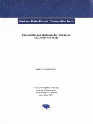 Primary view of object titled 'Opportunities and challenges for high-speed rail corridors in Texas'.