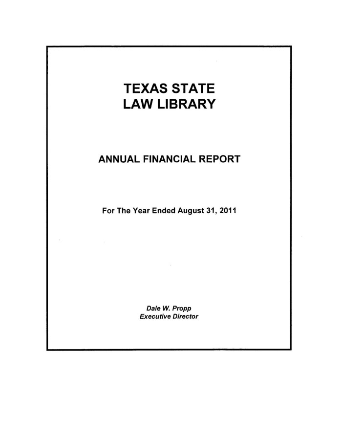 financial report cover page