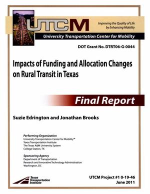 Impacts of Funding and Allocation Changes on Rural Transit in Texas: Final Report