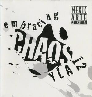 Primary view of object titled '[Pamphlet: "Embracing Chaos, Young Latino Artists Exhibition # 12"]'.